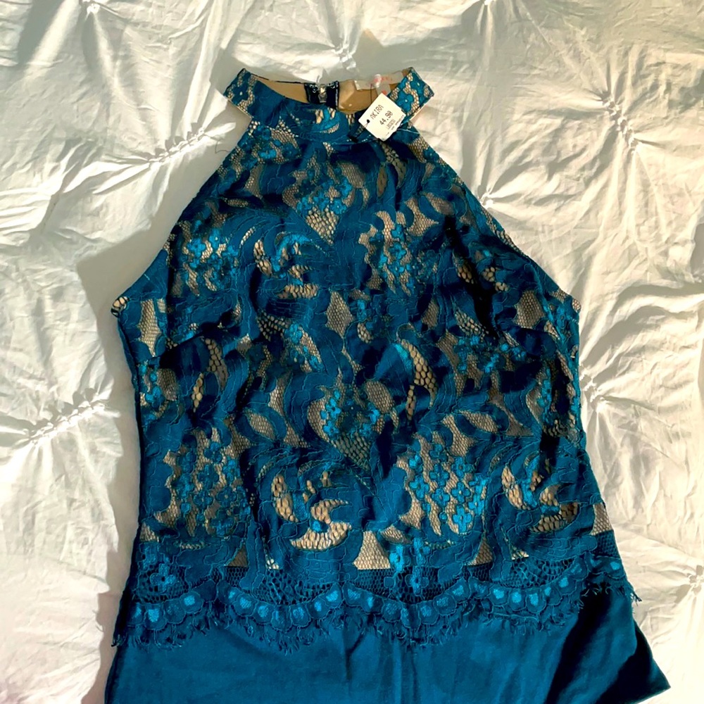 Turquoise lace bodysuit